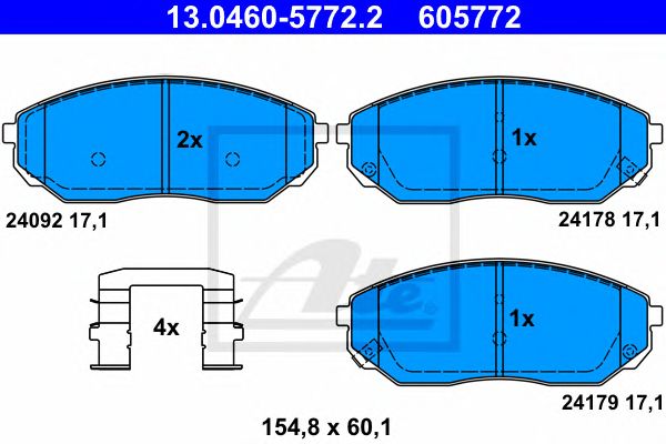 Фото 1. Комплект гальмівних колодок передн . KIA SORENTO I 2.4-3.5 08.02-12.11