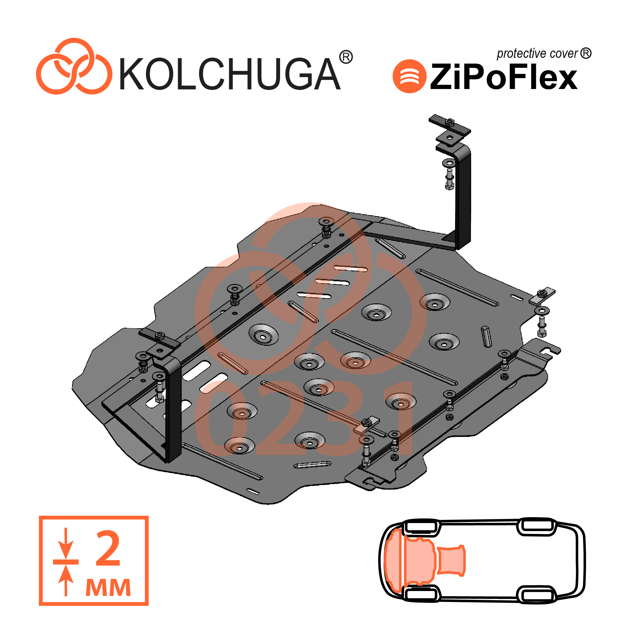 Захист картера Кольчуга Skoda Octavia A5 2004-/Volkswagen Touran 2003-2015 / Audi A3 8P