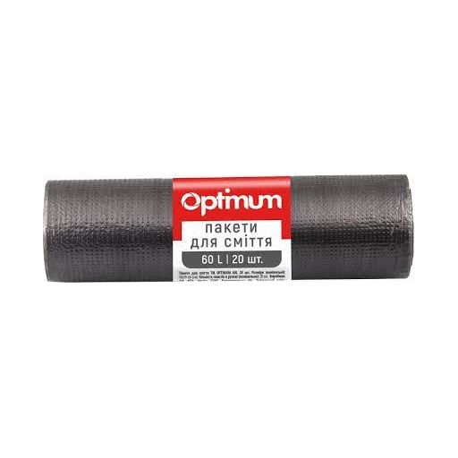 OPTIMUM Пакет для смiття п/е 60*70 чорний HD 60л/20 шт (60 шт/ящ)