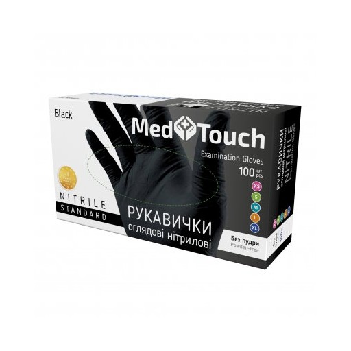 MedTouch рукавички нітрилові текстуровані, чорні, 100шт/уп, M 660442