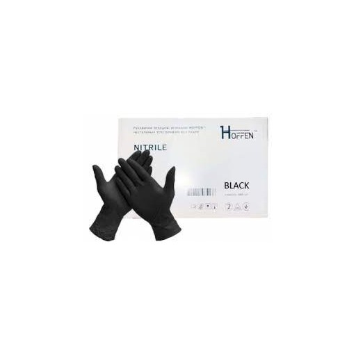 Рукавички нітрилові HOFFEN black текстуровані (100 шт.) р.M