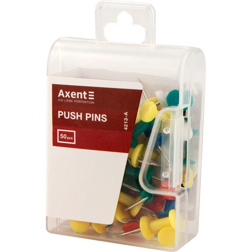 Кнопки-цвяшки кольорові AXENT   пласт.контейнер 50шт