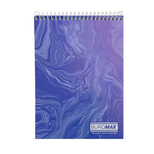 Блокнот на пружині зверху MARBLE, JOBMAX, А5, 48 л., клітка, синій