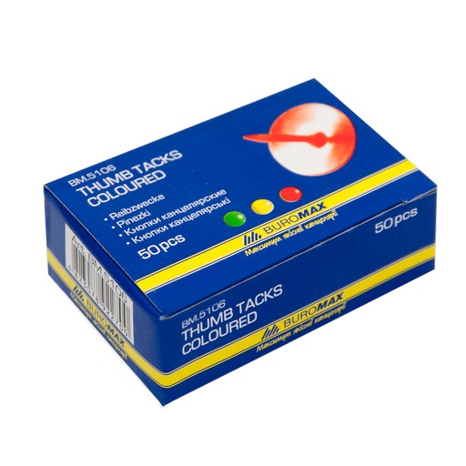 Кнопки кольорові BUROMAX в карт.коробці 50шт