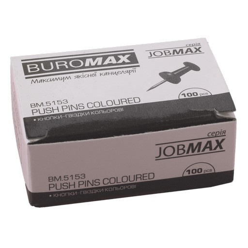 Кнопки-цвяшки кольорові BUROMAX   в карт.коробці 25шт