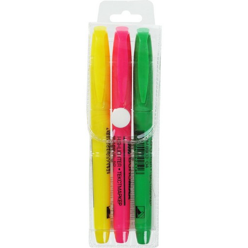 Фото 1. Набір з 3-х текст-маркерів BUROMAX водна основа, JOBMAX 2-4 мм, круглі жовтий, зелений, рожевий