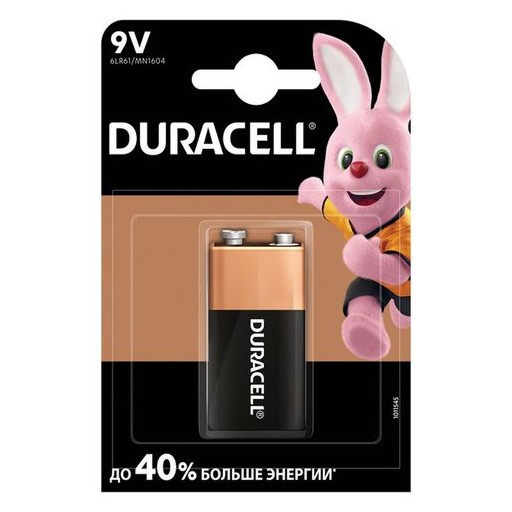 Батарейка лужна  DURACELL 6LR61 (крона) / MN1604   1шт * 1пач