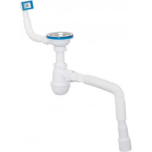 Сифон для мийки WATER HOUSE, випуск d 100, з переливом, гнучка труба 40 * 50