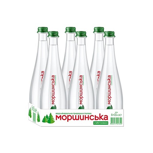 Вода мінеральна слабогазована МОРШИНСЬКА скляна пляшка БЛОК 6шт*0,5 л.