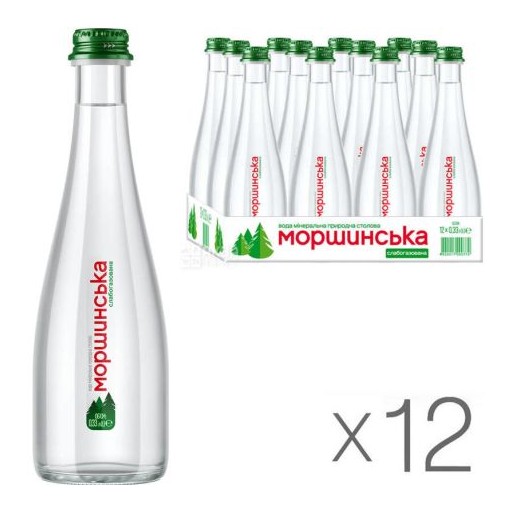 Вода мінеральна слабогазована МОРШИНСЬКА скляна пляшка БЛОК 12шт*0,33 л
