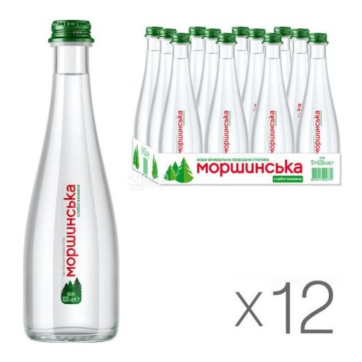 Фото 1. Вода мінеральна слабогазована МОРШИНСЬКА скляна пляшка БЛОК 12штx0.33 л