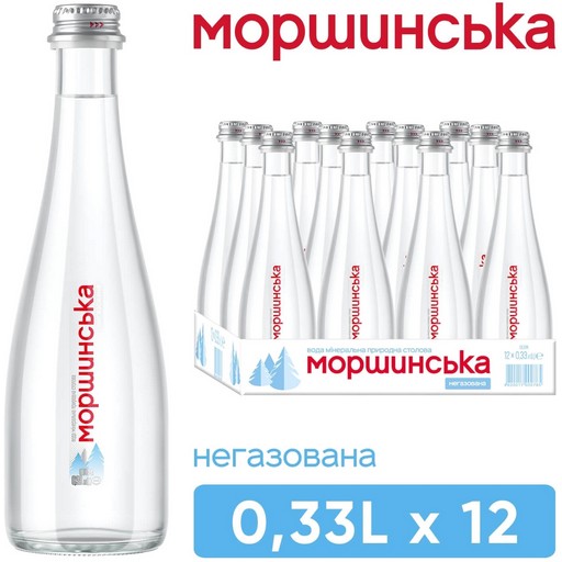 Вода мінеральна негазована МОРШИНСЬКА скляна пляшка БЛОК 12шт*0,33 л.