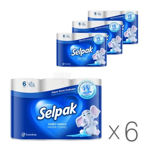 Рушники рулонні Selpak тришарові (6шт.).