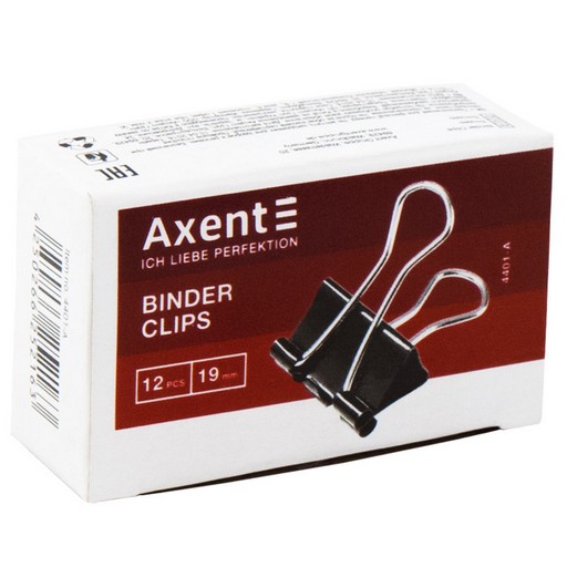 Біндери AXENT 19 мм 12шт чорний, 4401-A