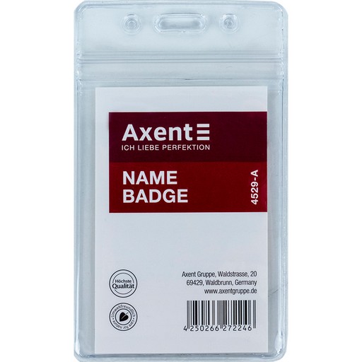 Бейдж вертикальний AXENT 54х82мм прозорий замок zip lock 4529-A