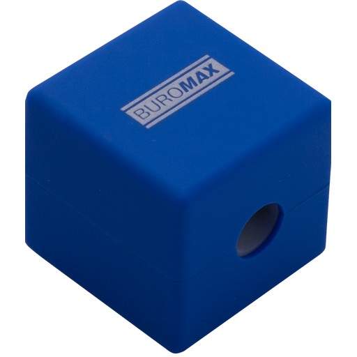Чинка CUBE, RUBBER TOUCH, 1 отв., контейнер, пласт. корпус, асорті кольорів