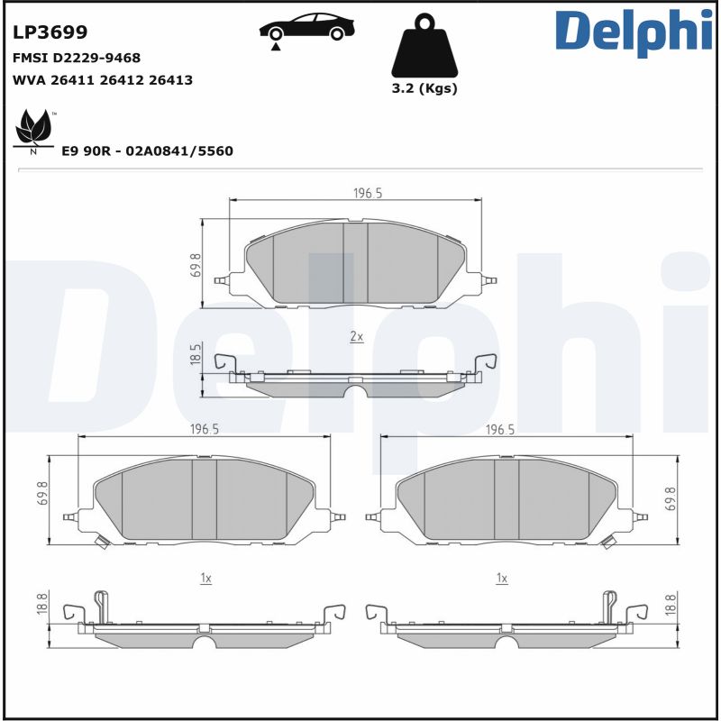 Фото 2. Колодки гальмівні дискові Delphi LP3699