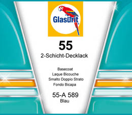 50411073 ЕМАЛЬ 55-А 589 МЕТАЛІК БЛАКИТНА 1.0Л (СТАР.А-552) (2-STAGE-BASECOAT SOLID 55-А589 BLUE 1.0L) НЕТТО=0.91 КГ