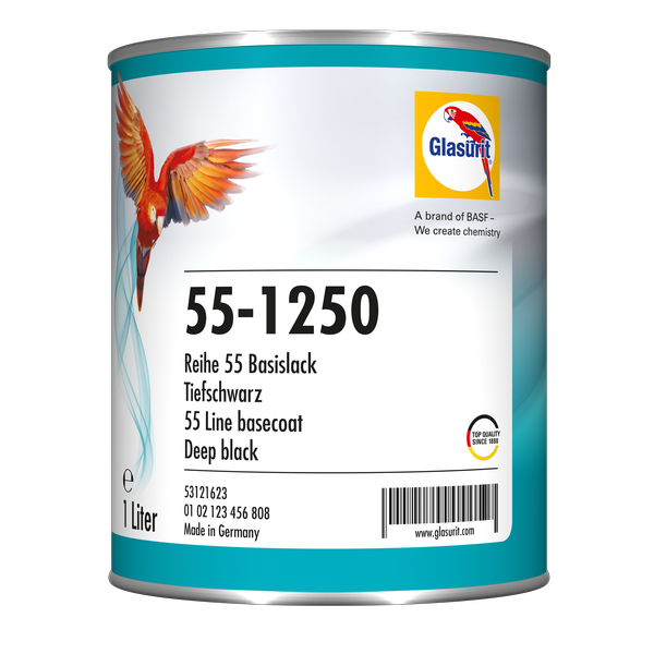 ЕМАЛЬ 55-1250 ЧОРНА 1Л (2-STAGE-BASECOAT SOLID DEEP BLACK) НЕТТО=0.92кг AD55-9502-G201
