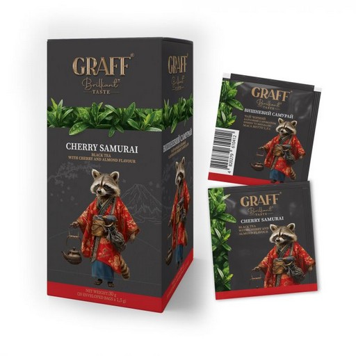 Чай чорний вишня в пакет.(саше)Cherry Samurai/ Вишневий Самурай ТМ GRAFF 30г (20*1.5г)