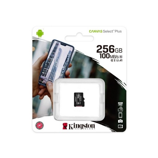 Карта памяті Kingston microSDXC 256GB Canvas Select Plus Class 10 UHS-I U3 V30 A1 (SDCS2/256GBSP)