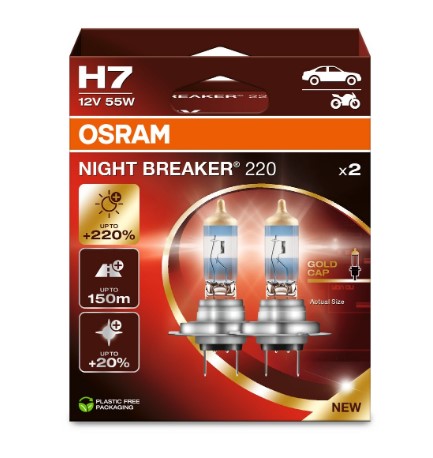 Фото 2. (к-т 2 шт) Автолампа Osram Night Breaker 220 (H7 12V 55W PX26D)