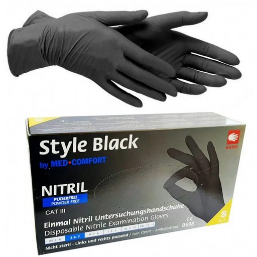 Рукавички нітрилові неопудрені Style Black чорні, 100 шт/уп, L