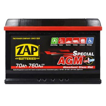 Акумулятор ZAP AGM (L3) 70Ah 760A R+ (570 02)