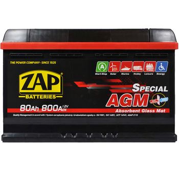 Акумулятор ZAP AGM (L3) 80Ah 800A R+ (580 02)