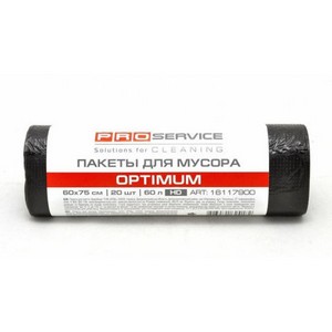 PRO Пакет для смiття п-е 60x75 чорний HD 60л/20 шт. OPTIMUM   4823071624182