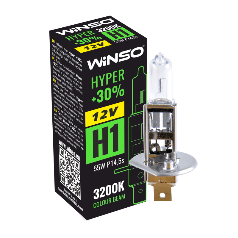 Автолампа галогенна Winso 12V H1 55 W (1000) +30 712100