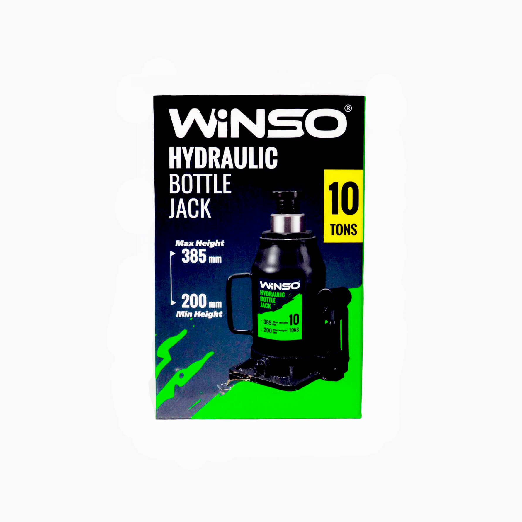 Домкрат гідравлічний телескопічний WINSO 10т.. висота 200-385мм.. картонна упаковка 170100